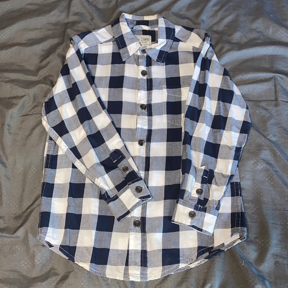 Children’s Place Kid Boy Lightweight Flannel Long Sleeve Plaid Button Down